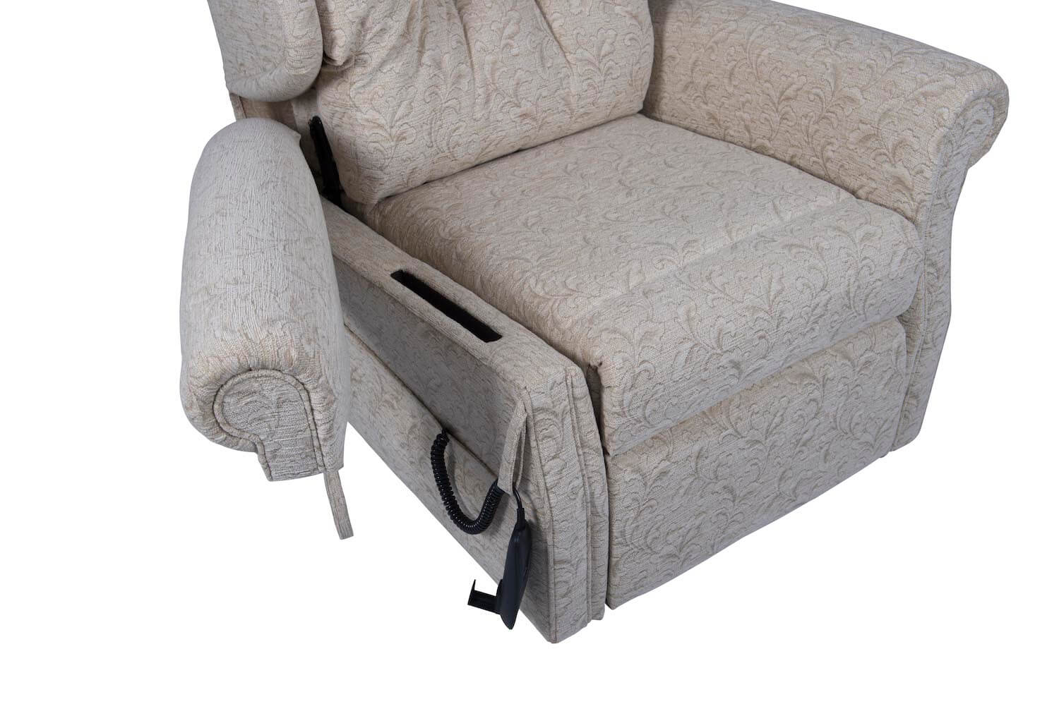 Riser recliner chair arm swing option